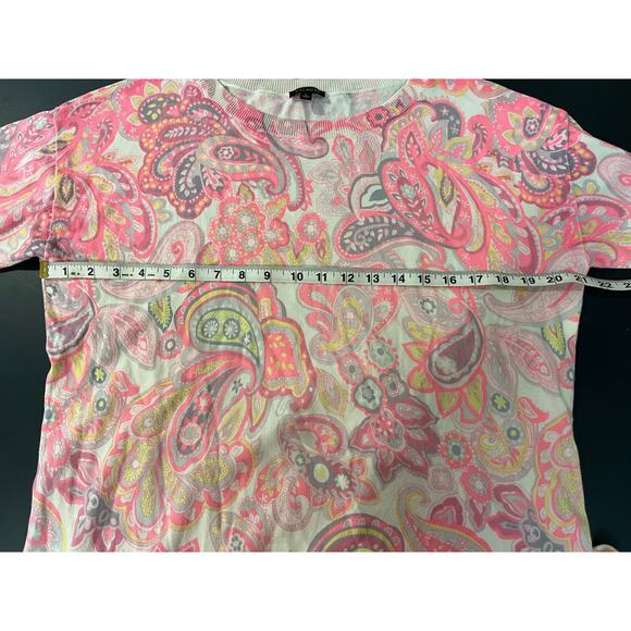 Talbots Women's L Pink Paisley 3/4 Sleeve Pullover Sweater Casual Bright Spring - Picture 4 of 7